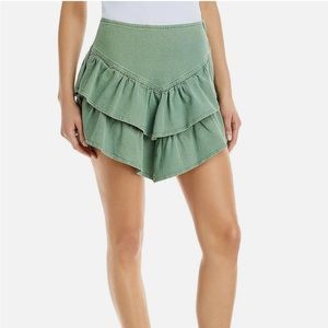 MOTHER Womens Tiered Ruffled Mini Skirt